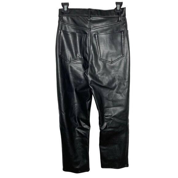 Abercrombie & Fitch Vegan Leather Ankle Straight Ultra High Rise Pant SHORT - Picture 7 of 7